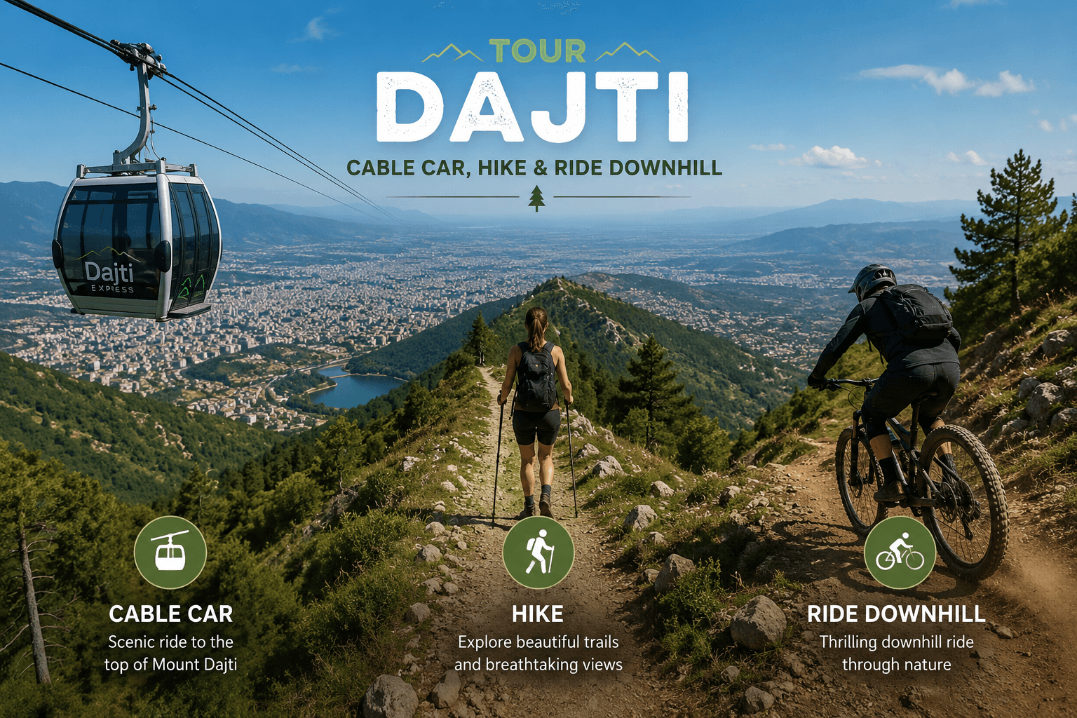 Dajti cable car, hike, downhill